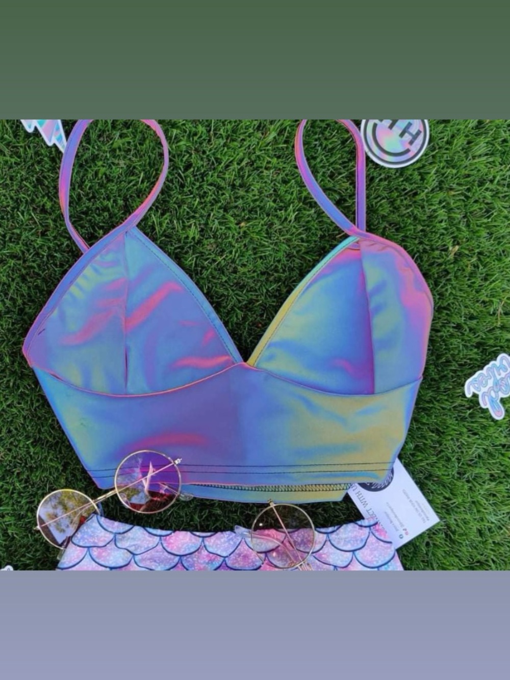 Holographic Rave Crop Top Iridescent Festival Bralette
